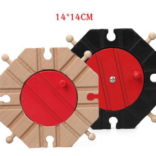 Friends Black Red Wooden Train Track 8 Way Turn Table Expansion Crossing Tracks Trains Accessories Blocks Toys bloques