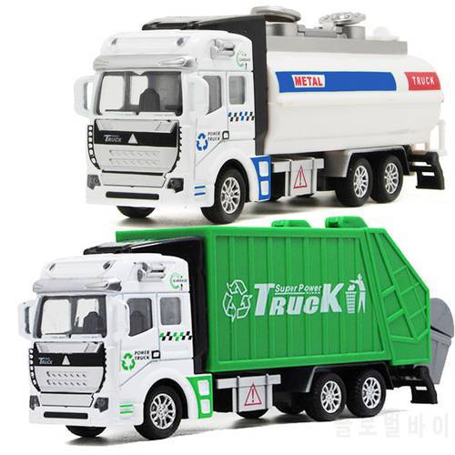1:48 Garbage Truck & Watering-Cart Toy Car Indoor Play Vehicles Alloy Head City Cleaning Series Gifts For Boy