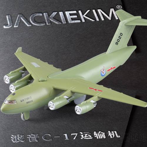 High simulation Alloy Diecsts Boeing C17 Transport Plane Pull Back Light Sound Aircraft Model Gift for Kids Free Shipping