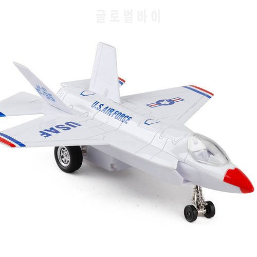 Diecast F35 Airplane Model Combat Civil Airliner Helicopter Metal Fighter Model Pull Back Sound And light Children Toys