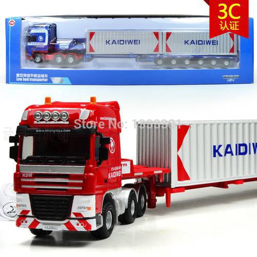 Kids present big size kdw alloy Engineering Vehicle model children toy cars- low bed transporter truck 1:50