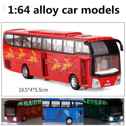 1:64 alloy car models,high simulation tour bus model,toy vehicles,metal diecasts,pull back & flashing & musical, free shipping
