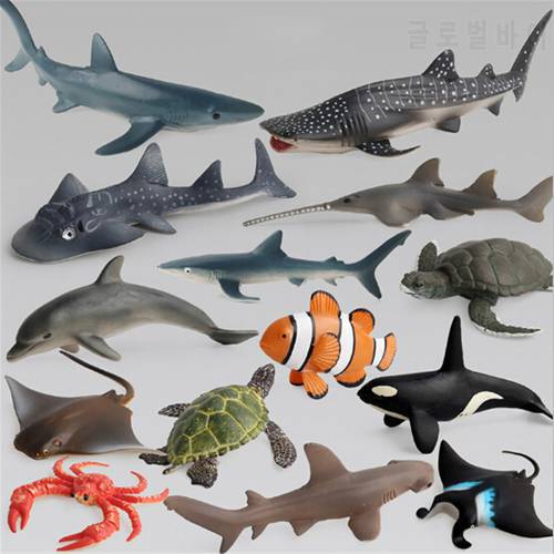 Ocean Animals Dolphin Simulation Sea Life Animal Rays Shark Turtle Model Figurines Action Figures Miniature Education Toys