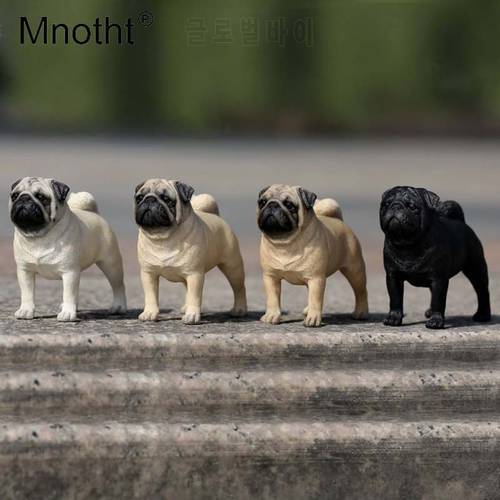 Mnotht 1/6 Scale 4Color Pug Carve Model Simulation Animal Pet Dog Model Toys For 12inch Action Figure Accessories Scene Collect