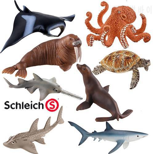 Brand Toys Sea Life Animals Model Octopus Guitarfish Blue Shark Pristis Sea Turtle Black Manta 8cm~16cm