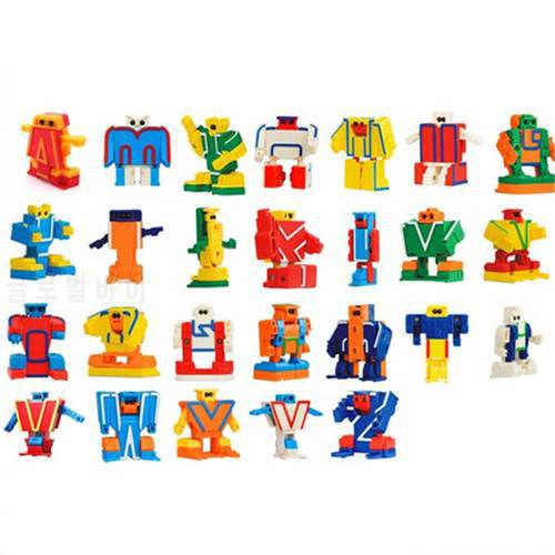 26pcs English Letter robots Deformation Alphabet Transformation robots Puzzle Assembled Robot Educational kids learn English