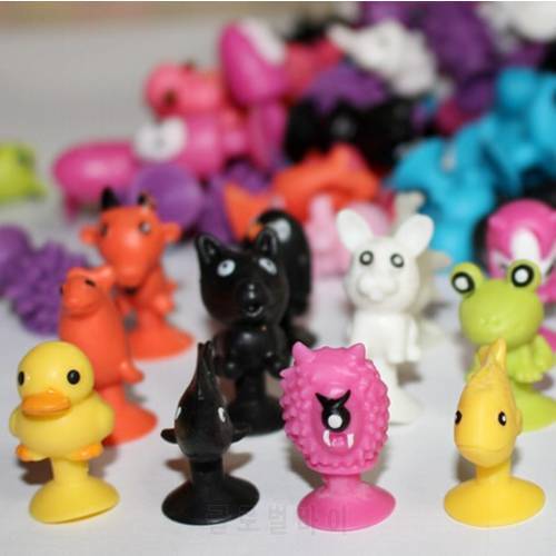 100 PCS/bag good Cupule kids Cartoon Animal Action Figures toys Sucker kids Mini Suction Cup Collector Capsule model