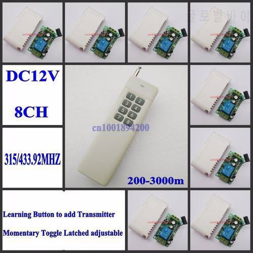 Radio Remote Control System DC12V Receiver 3000m Long Range Distance Transmitter 8CH Separate Remote Controller 315/433MHZ