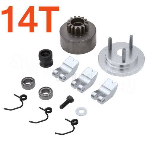 RC Clutch Bell 14T Gear Flywheel Assembly with Springs Bearings Shoe Sets For HSP 1:8 Buggy Upgrade Parts 81020 Nitro Engine