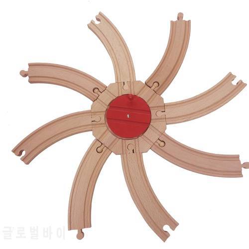 EDWONE Bend Track and Switch Track Garage Staion Beech Wooden Railway Train Circular Track Accessories fit for Biro