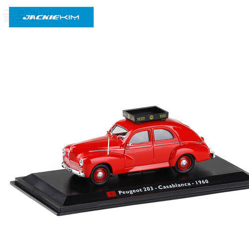 High simulation 1:43 Peugeot 203 Taxi in Casablanca Morocco 1960 Alloy Car Model Toy Metal For Kids Gifts Free Shipping