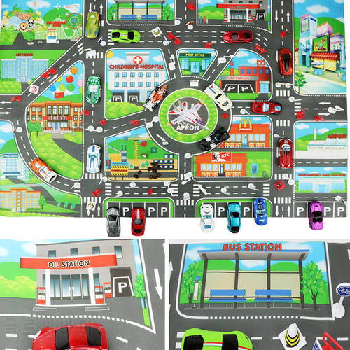 Kids Toys City PARKING LOT Roadmap Map DIY Car Model Toys Climbing Mats English Version Gifts for Kids 83*58CM