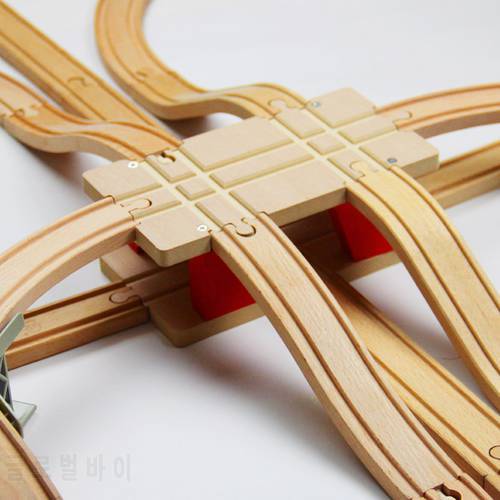 EDWONE Transportation Hub Track Train Slot Wooden Railway Train Circular Track Accessories fit for Biro