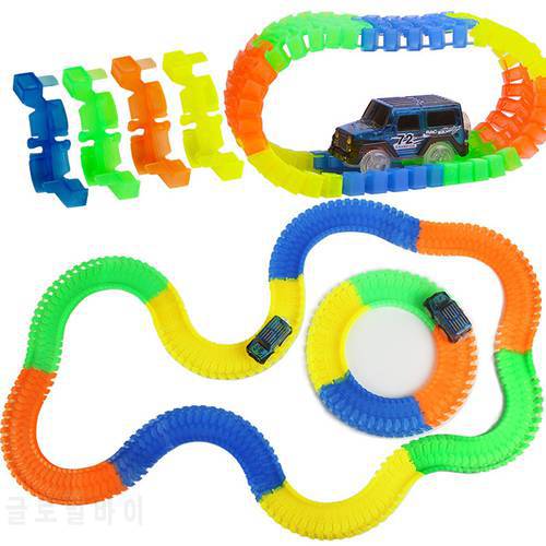 Big Size Magical Glow Racing Track Set Flexible Flash in the Dark Railway Rack Track with LED Light Car Toys for Children