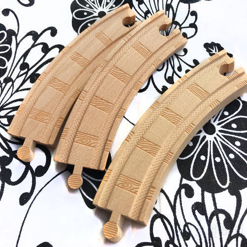 Rails Tracks Toys Accessories P086 High-quality Railway Pattern Double-sided Large Curved Track Compatible Train Wooden Wood