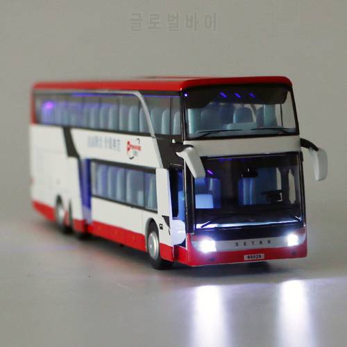 Electric Alloy Scale Car Models Die-cast Touring Car Toys for Children mkd2 1:32 auto Vehicle Double Decker Business Bus