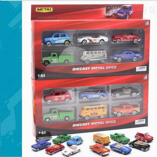 Simulation classic car toy,1:64 scale alloy bus,truck car toys,6pcs Collecting toy model,child&39s gift, wholesale,free shipping
