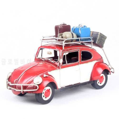 Antique Diecast Vintage Car Models Children Pull Back Toys Classic beetle 1948 car Home decor Iron Craft
