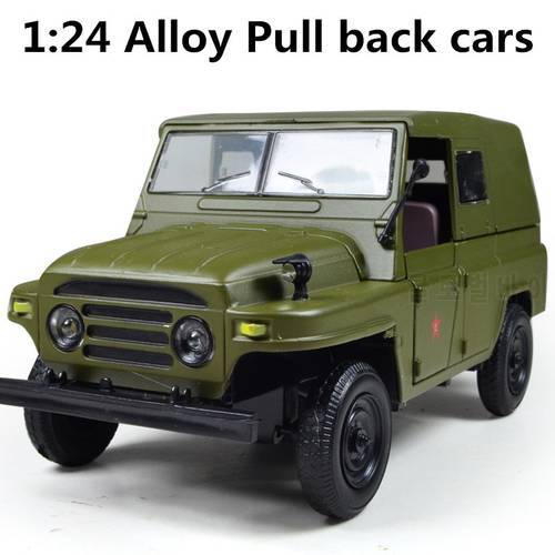 Military model, battle Cabriolet jeep 1:24 alloy pull back car, Diecasts car & Toy Vehicles best gift, free shipping