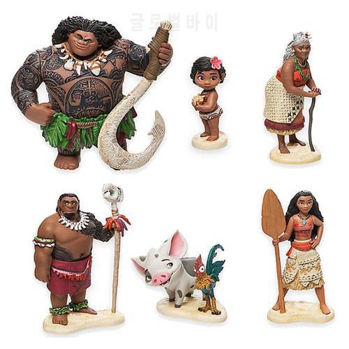 5pcs/set 6-12cm Moana Princess Maui Chief Tui Tala Heihei Pua Action Figure Brinquedo Toys For Children New Year Gift