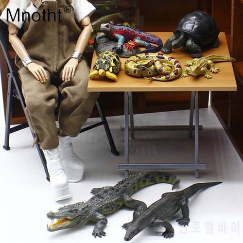 Mnotht 1/6 Scale Animal Model Toys Lizard Tortoise Snake Crocodile for 12in Action Figures Accessories Toys