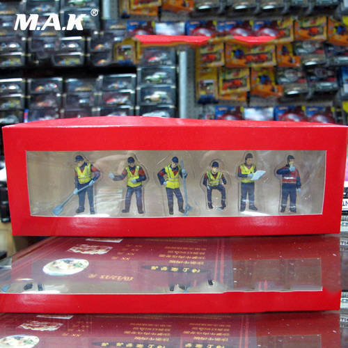 Toys for Children Kids 6pcs/Set 1/50 Scale Scene Accessories Blue Male Workers Construction Figures for Engineering Vehicle