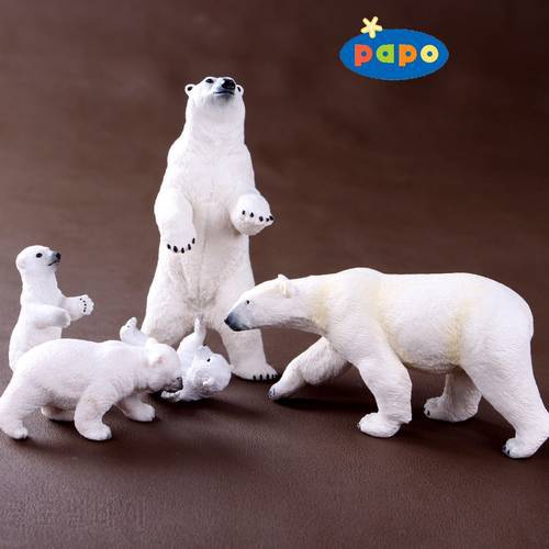 Papo New Simulation Animals Play Polar Bear Family Suit 5~13cm Children Toy Model Collect