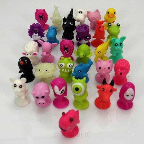 50 PCS/bag good Cupule kids Cartoon Animal Action Figures toys Sucker kids Mini Suction Cup Collector Capsule model