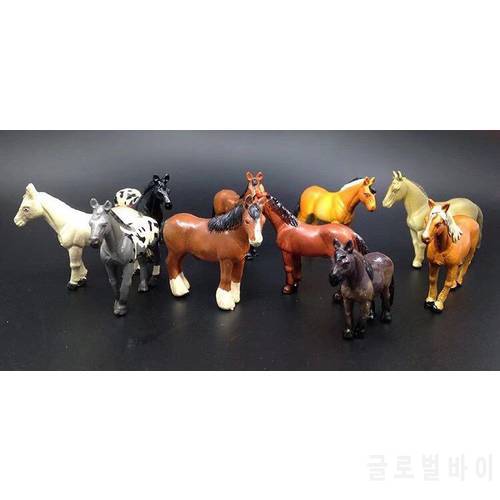 10pcs/lot 3-4cm original high quality mini cute horses action figure set best kids toys for girls