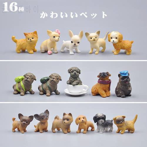 3cm 16pcs/lot pvc Japanese original anime figure pet dog cat action figure collectible model toys for boys