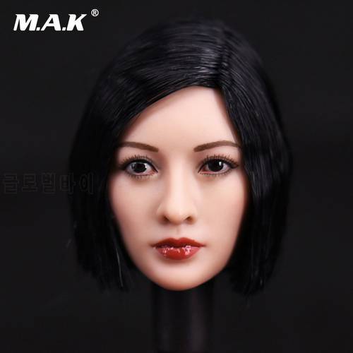 1/6 Scale Asian Female Head Sculpt Short Black Hair Headplay Model For 12