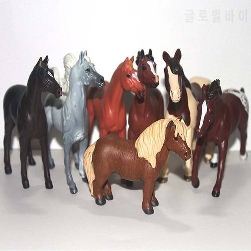 solid pvc figure animal model toy decoration horse 7pcs/set