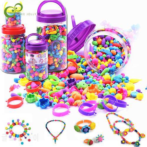 Children Creative DIY Beads Toy Girls DIY Handmade Beading With Plastic bucket Art Craft Educational toys for gifts Presents LYQ
