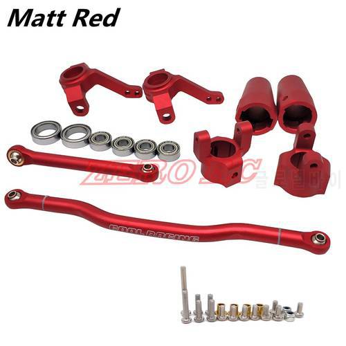 AXIAL SCX10 RC TRUCK CNC ALLOY Front Steering Link Set, Knuckles, C Hub Carrier SET, Rear Lock Out (RED)