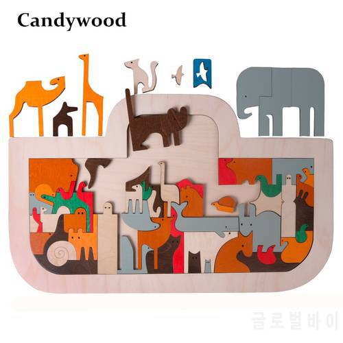 Candywood New Arrival Children Wooden Toys Big 50*30 CM Noah&39s Ark Puzzles ART IN TOYS Kids Early Learning Puzzle Toys