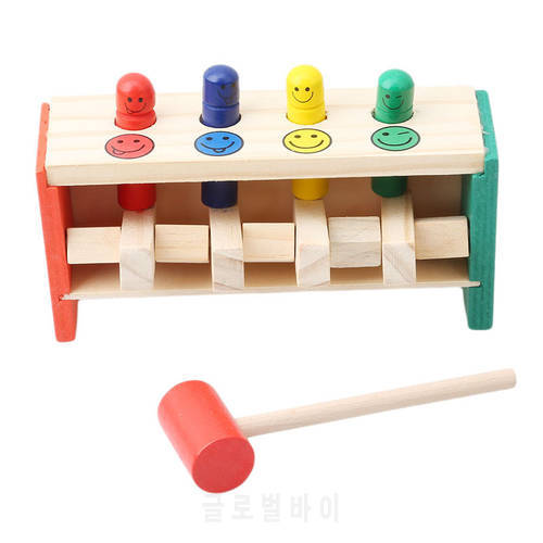 Wooden Early Education Enlightenment Strike Trapeze Game Kids Funny Pile Driver Exercise Hand-Eye Coordination Educational Toys