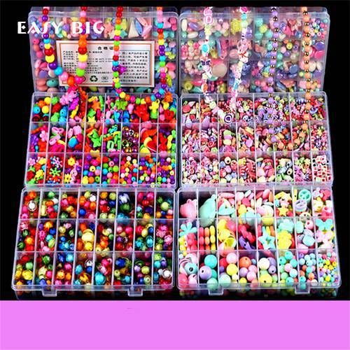 EASY BIG Colorful DIY Bracelet Toys For Girl Jewelry Making Kids Hama Beads Set Educational 3D Puzzle Beads Toys Puzzle TH0034