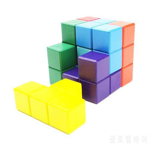 Novelty Toys Tetris Magic Cube Multi-color 3D Wooden Soma Puzzle Educational Brain Teaser IQ Mind Game For Children Adult