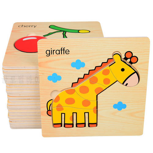 8pcs/lot 3D Puzzle Jigsaw Wooden Toys Cartoon Animals Puzzles Child Educational Toy for Children Toys
