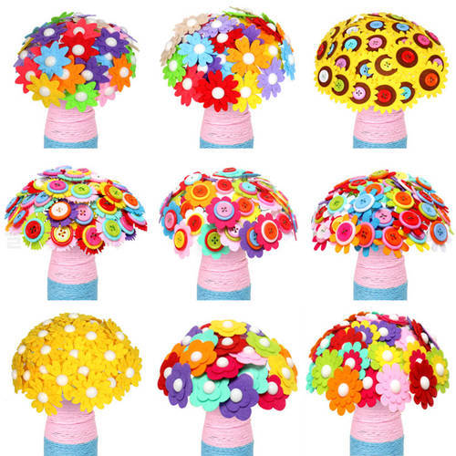 DIY Creative Button Cloth Flower Decorative Material Handmade Early Education Sewing Handcrafts Colourful Toys For Children Kids