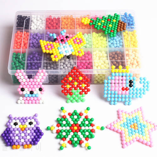 24 Color Spray Beads Solid Bead Refill Pack Sticky Perler Bead Pegboard Set Jigsaw DIY Water Beadbond Bond Toy Puzzle 200Pcs/Bag