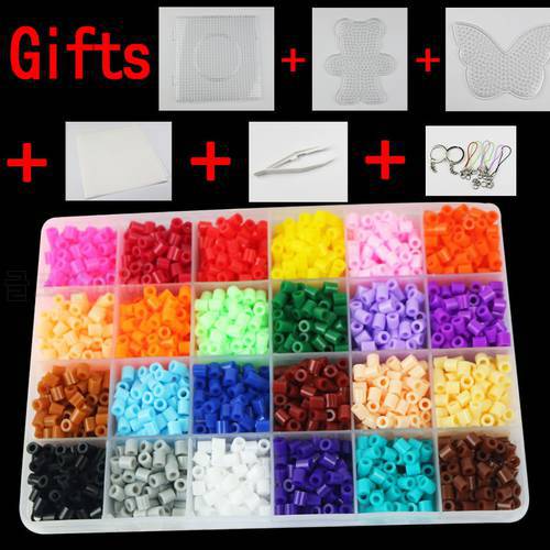 Set 5mm Hama Beads 24 Colors Box set and template Diy Educational Kid&39s Toy Gift PUPUKOU