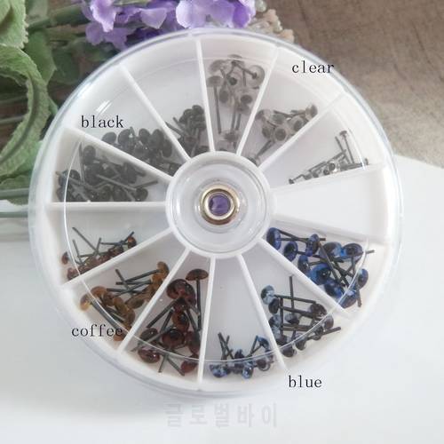 01-120pcs/box3mm/4mm/5mm pin glass toy eyes for diy handcraft findings for diy doll finsings-clear/blue/coffee/black color