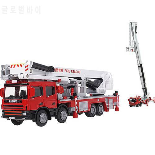 KAIDIWEI Scale 1:50 Ladder Fire Truck Toy Collectible Model Car Trucks Toys For Children
