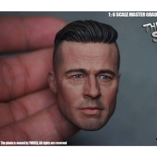 Custom 1/6 Scale Brad Pitt Head Sculpt For Hot Toys Body Use 12
