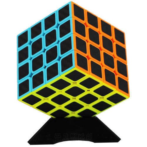 QIYI New 4x4 Carbon Fiber Magic Cube Puzzle Speed Cube 4x4x4 Puzzle cubes Professional 4*4*4 cube with stand gifts