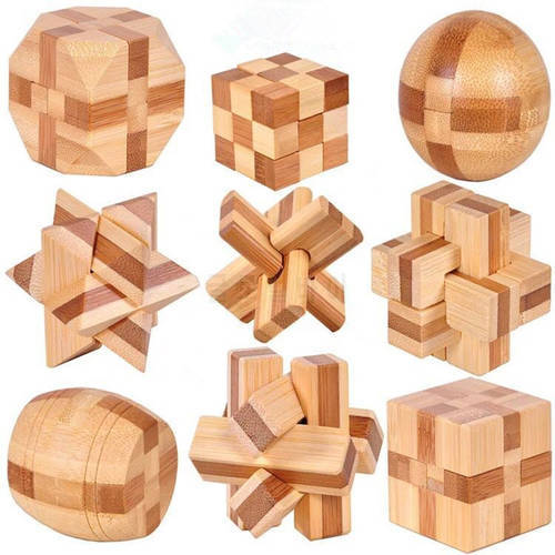 Wooden Interlocking Burr Puzzles Toy For Kids 3D Puzzle Montessori IQ Mind Wooden Magic Teaser Game Adults Gifts Educational Toy