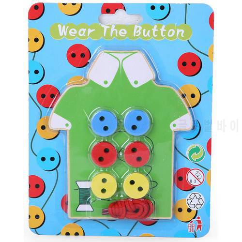 montessori materials Wood 2 styles Wear The Button Wooden Toys Threading Board Beaded building Blocks kids DIY handmade toy
