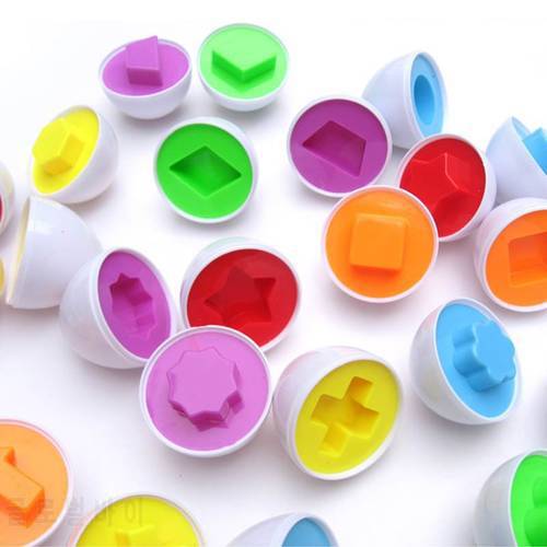6PCS/LOT Educational toys toy recognize color shape matching egg fight inserted wooden toys kids toys puzzle