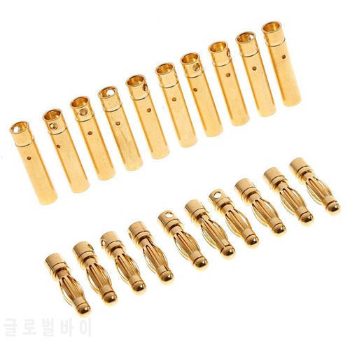Original authentic 20pcs/lot 4.0mm 4mm Gold-Plated Bullet Male Female Banana Connector for DIY RC Battery ESC Plug(10 pair)